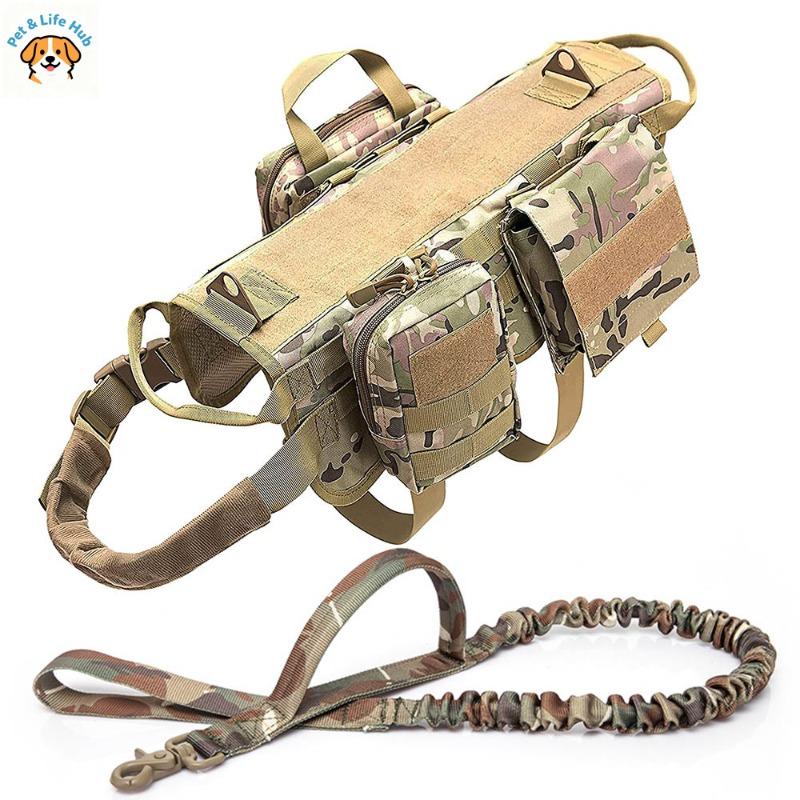 Tactical Camouflage Dog Harness Leash Set Military Training Vest for German Shepherd Malinois Working Dogs Pet Supplies