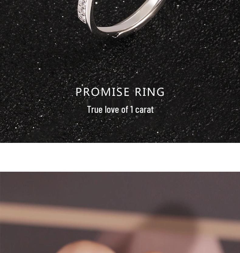 S925 Sterling Silver Moissanite Six-Prong Square Bezel Women's Open Design Ring