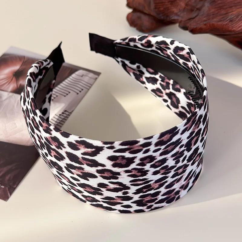 Retro Senior Leopard Print Wide-brimmed Headbands for Women Fashion Temperament Hair Hoop Female Party Hair Band Accessories New