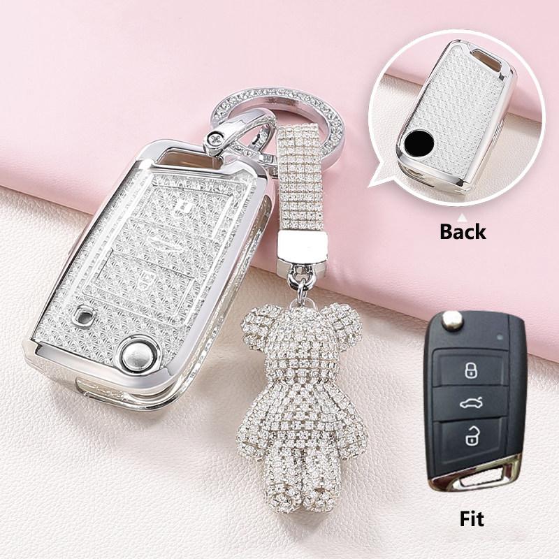 Crystal Tpu Key Case For Vw For Golf 7 Mk7 Skoda Seat 2014   Fob Hull Octavia Combi Leon Ibiza Cuptra Flip Key Cover Fob