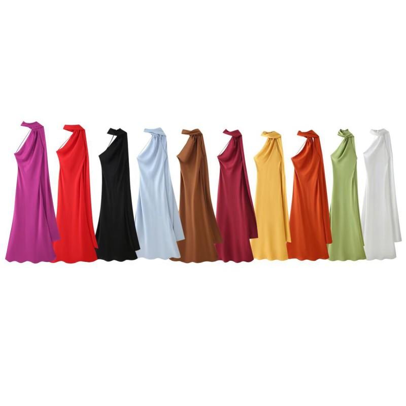 Elegant Off-Shoulder Backless Wrap Tie Neckline Maxi Dress Women 2025 Slim Fit High Waist TR Fabric