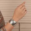 Lotus Silver Opening Bangle Vintage Thai Wrist Jewelry Carved Wide Bracelet  Party