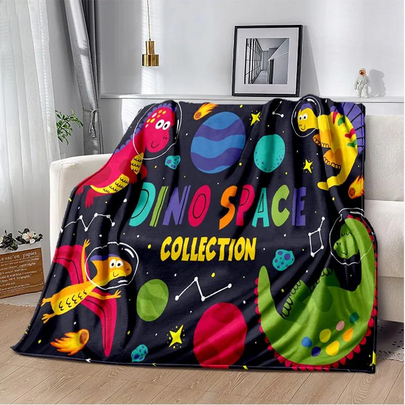 Desenho animado dinossauro espaço fofo dinossauro crianças cobertor de pelúcia macio, cobertor de flanela cobertor para sala de estar quarto cama sofá crianças