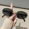 Women's Frameless Oval Fashion Sunglasses - High-End, Stylish, and Unique