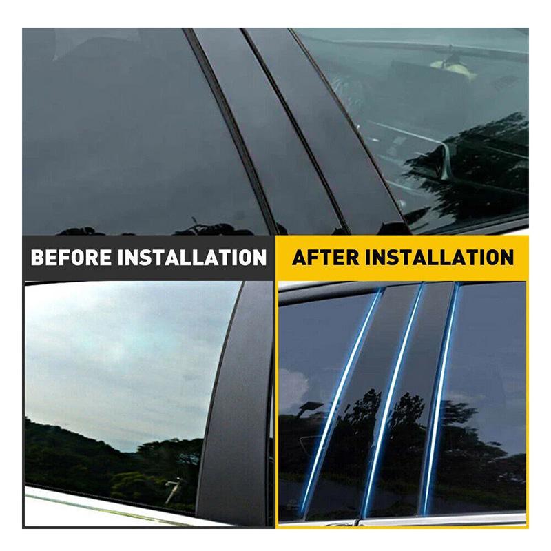 8Pcs Car Polished Black Window Pillar Door Post Trims Cover BC Column Panel Stickers For Toyota Camry 2018 2019 2020 2021-2024
