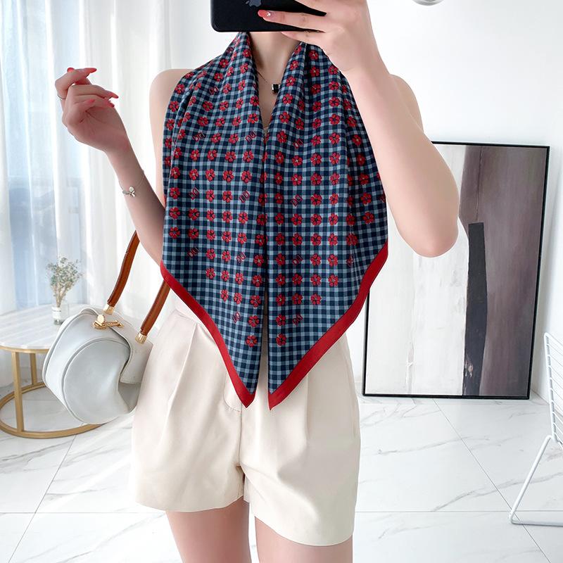 Spring square scarf silk scarf French retro women's simple and versatile foreign style fashion temperament twill silk scarf batch