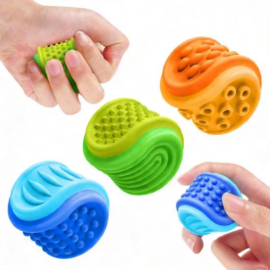Silicone Sensory Stone Fidget Toy Anxiety Stress Relief Textured Ball Portable Travel Kids Teens Adults Calming Worry Stone Toy