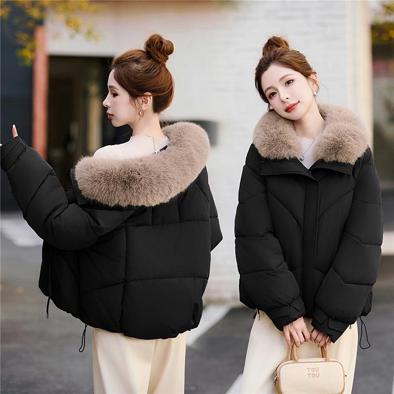 Short down cotton clothes women's winter small men's new loose lapel bread clothes jacket