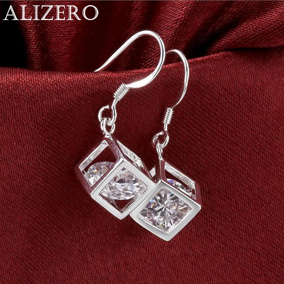 

Hot Pretty 925 Sterling Silver Noble Crystal Lattice Earrings for Women Sweet Romantic Wedding Party Jewelry Holiday Gifts