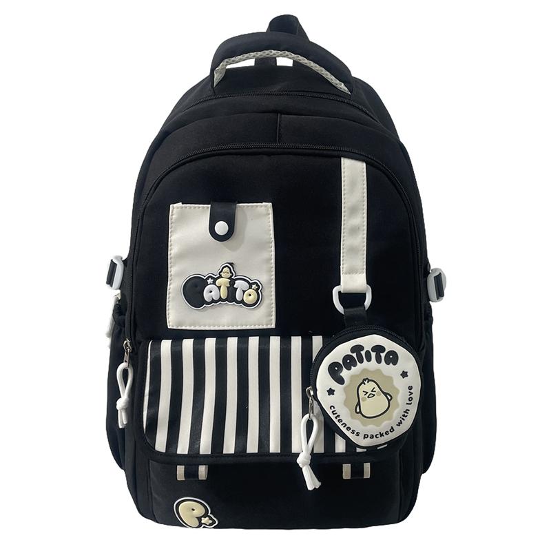 Color Block Student Schoolbag Women College Style Backpack