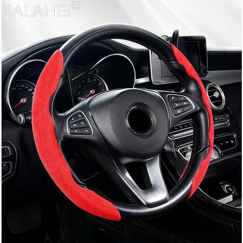 2026 Hot For VOLKSWAGEN VW Universal Suede Leather Car Steering Wheel Cover Auto Anti-slip Wheel Booster Cover For Golf GTI 4 5
