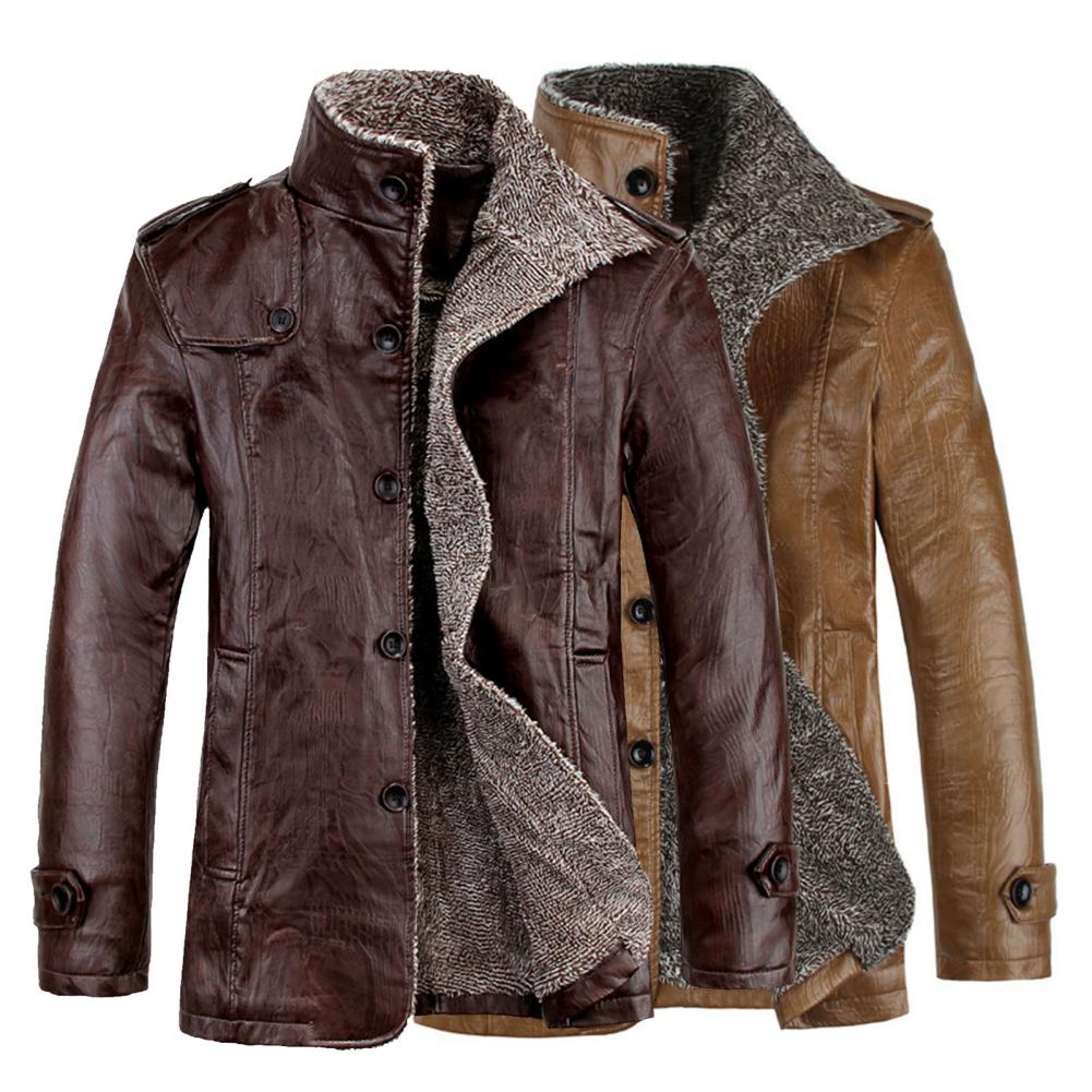 Autumn Winter Wear Resistant Men Jacket Faux Leather Men Jacket Lapel for Men Plus Size