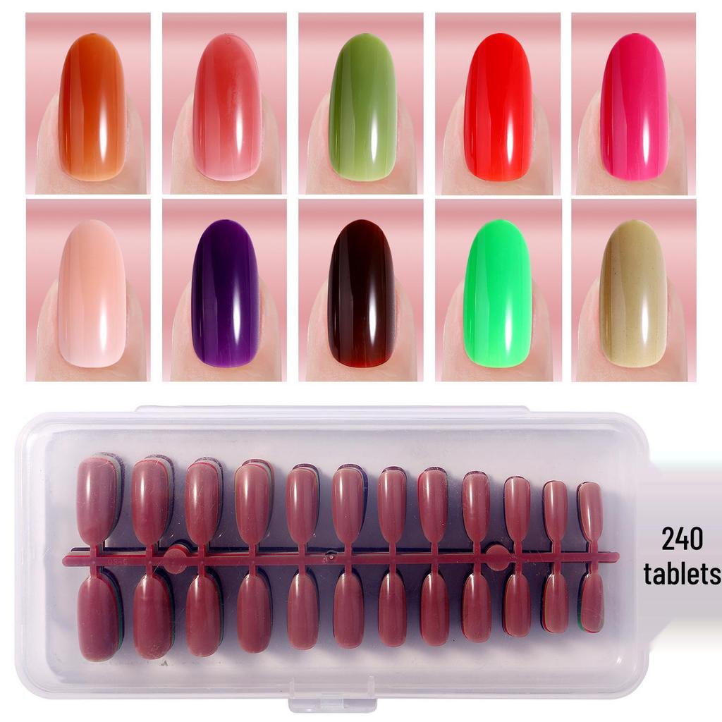 Colored Glitter Nail Art Tips - 240-Piece Set with Various Styles and Multiple Colors, Boxed Fake Fingernail Stickers