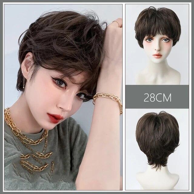 AS černé krátké rovné syntetické paruky s ofinou Bob paruka pro ženy Denní Cosplay Party Tepelně odolné umělé vlasy
