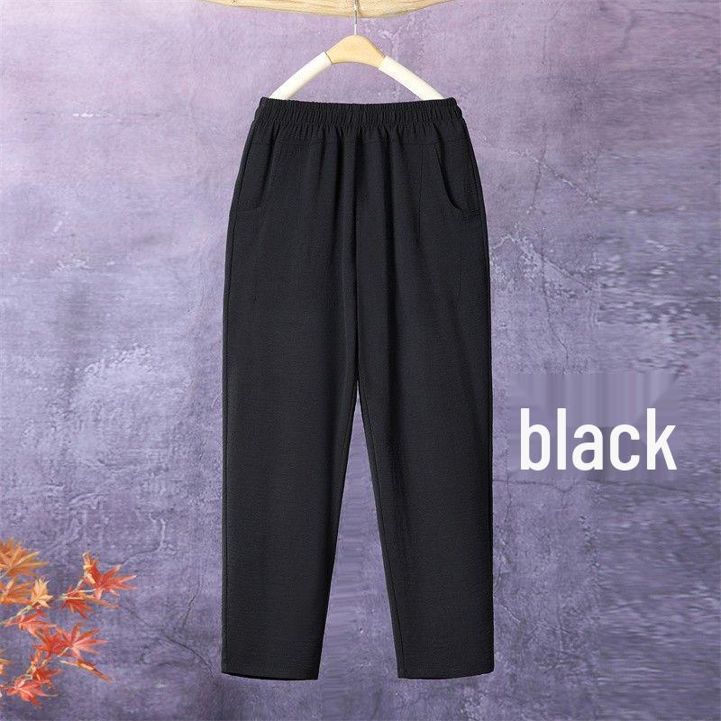 

Women s High-Waisted Ice Silk Harem Pants - Cool, Loose, Elastic Waist, Casual Mom Pants for Spring. XL for weight 42.5kg-52.5kg