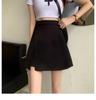 2025 Black Plus Size High Waist Slimming A-Line Slit Short Skirt for Women