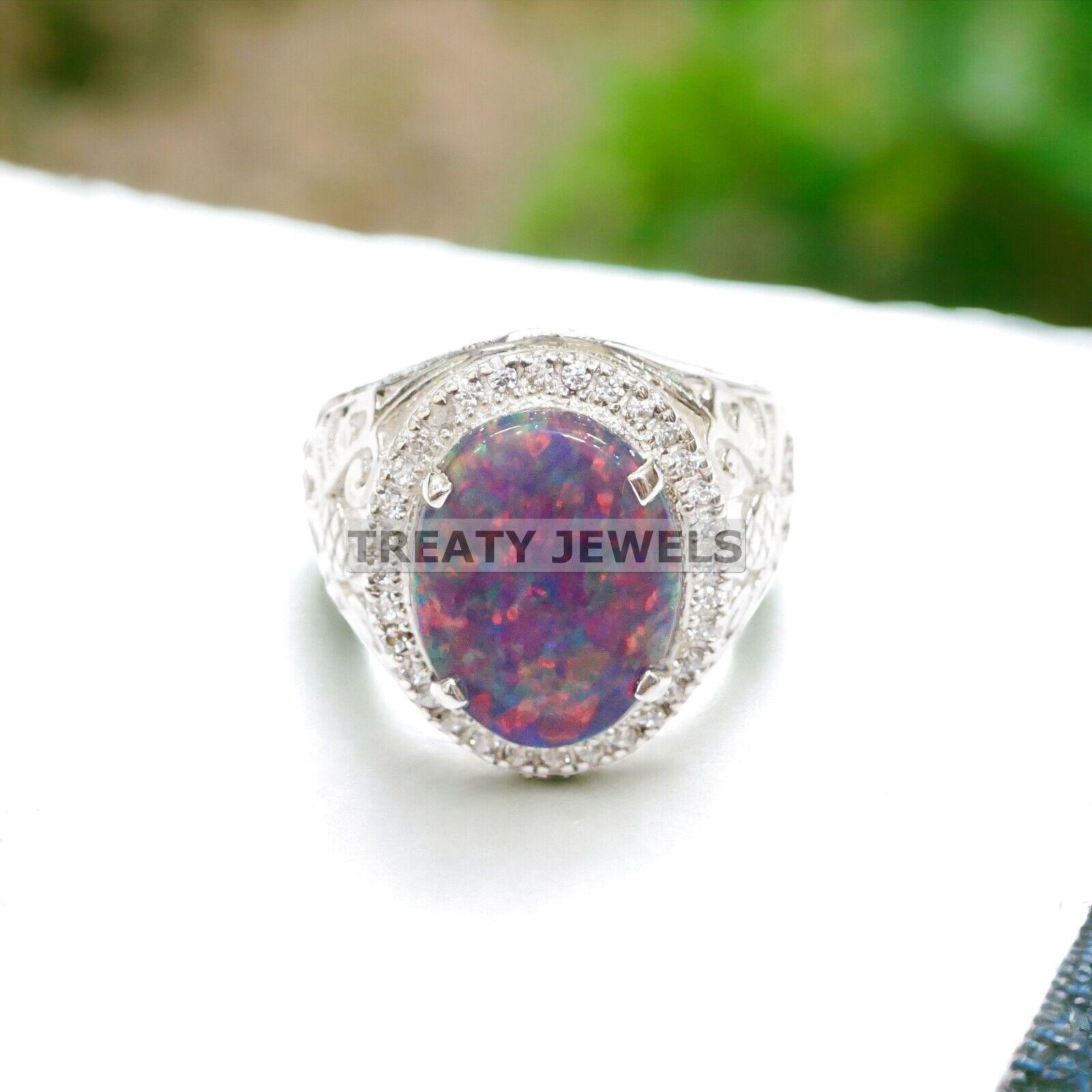 

Чорний Опал Овального Різання Дорогоцінний Камінь З Срібним Кільцем 925 Проби Для Чоловіків #272 JL375577072870 4-16 US срібний