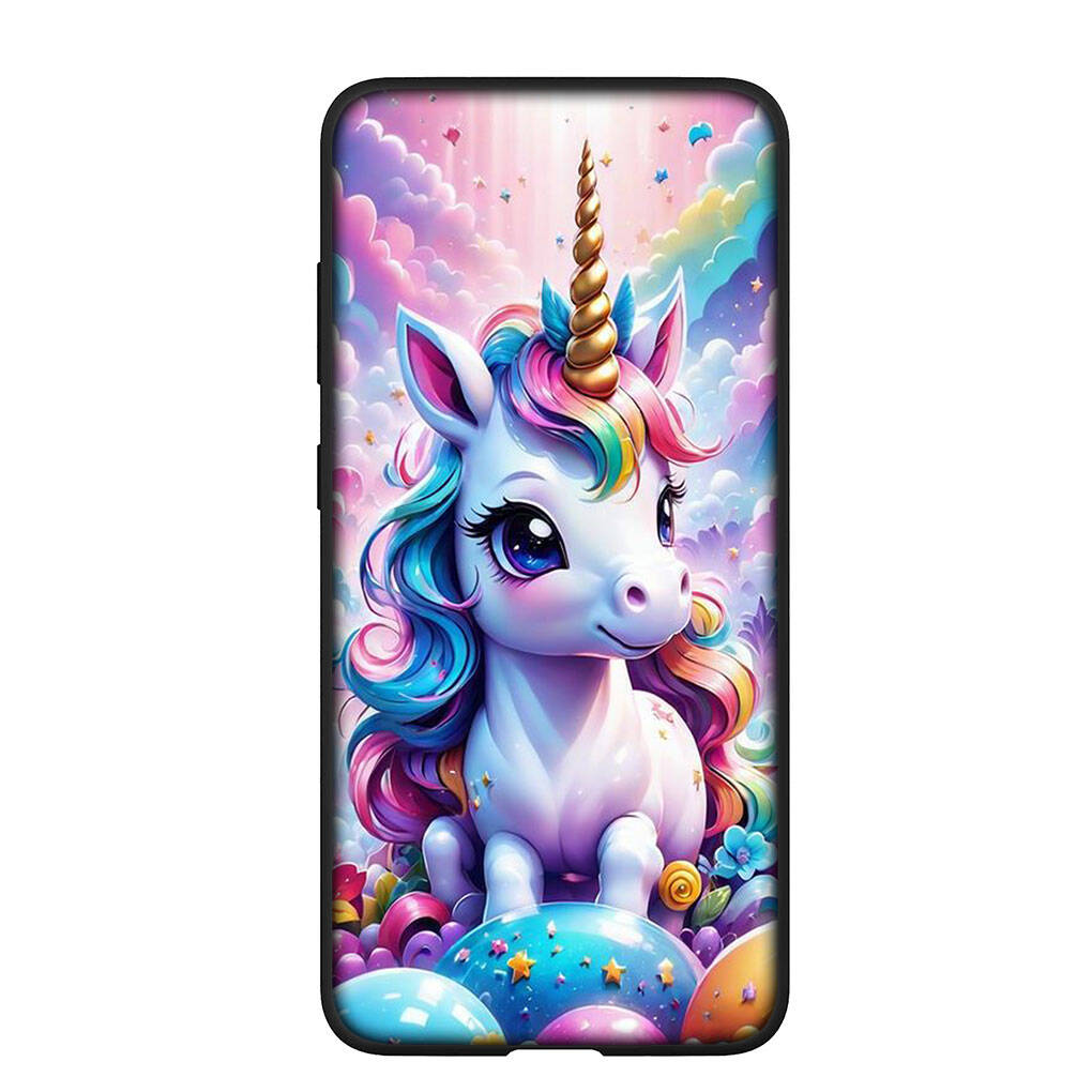 Phone Case for Samsung Galaxy S25 S23 S22 S21 S24 Ultra FE A05 A06 A15 A16 A36 A37 A35 A34 A54 A55 A56 A57 A25 A26 A53 A17 Cartoon Unicorn Horse Cover
