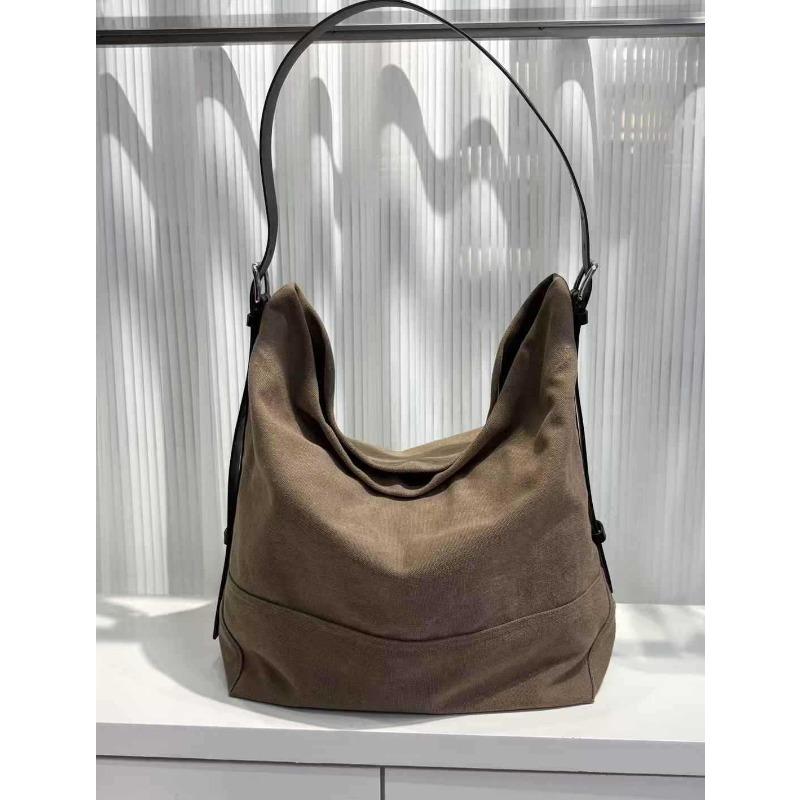 

Холщовая сумка женская новая сумка на плечо сумка-ведро большой вместимости простая повседневная для шопинга ленивый ветер сумка-тоут 32*40*15cm песочный