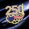 USA 250th Anniversary Commemorative Brooch Set Shiny Rhinestone American Flag Hypoallergenic for Sensitive Skin Daily Wear