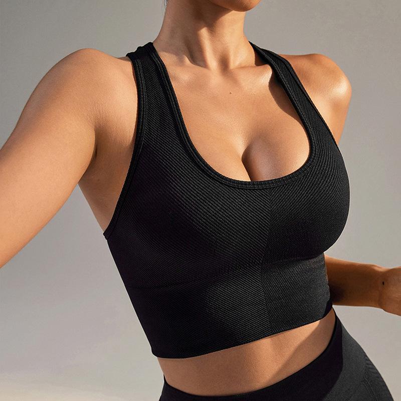 Women's Racerback Sports Bra, Seamless High Support Workout Bra, Wirefree Padded Gym Yoga Bra for Fitness Running