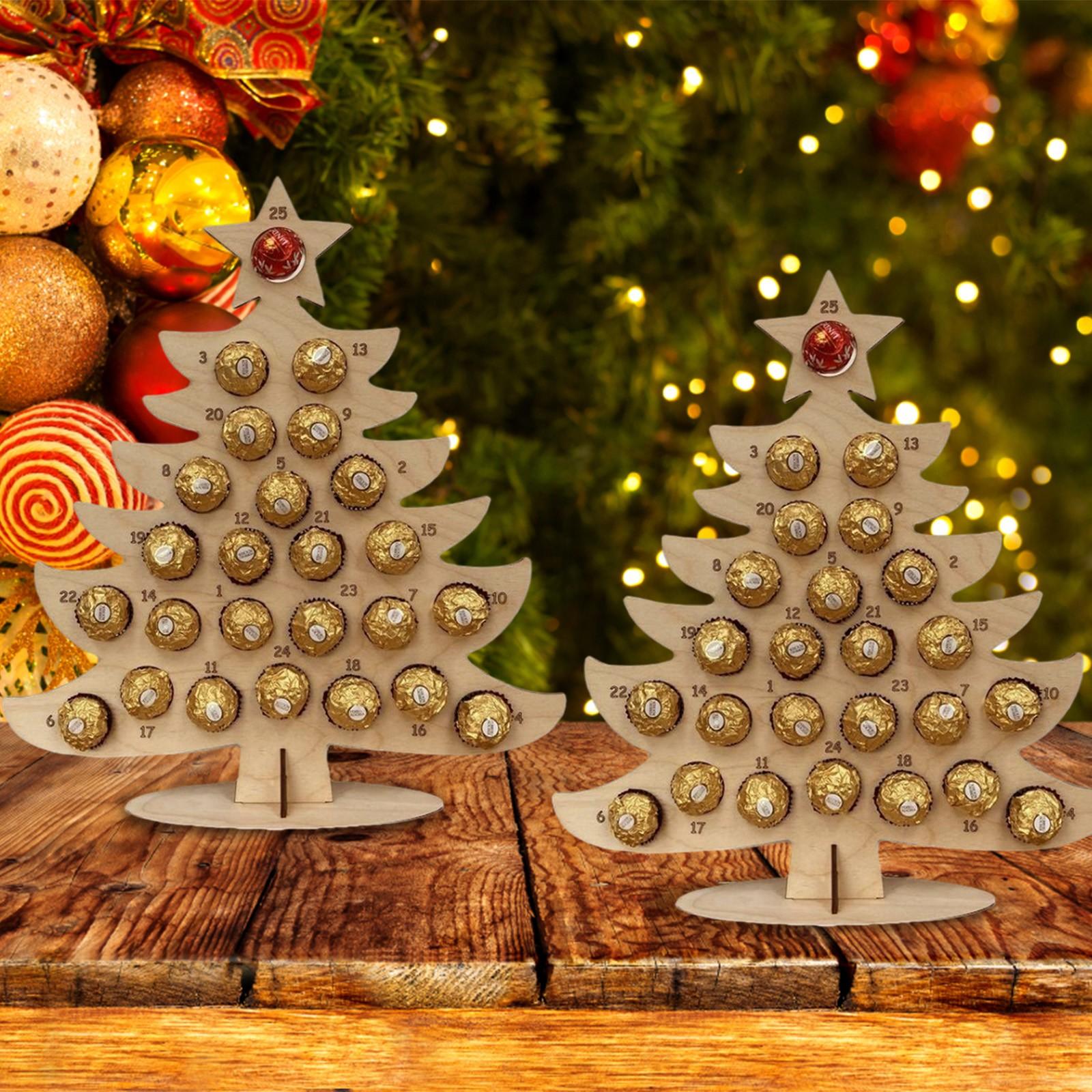 

Wooden Chocolate Candy Stand Christmas Sugar Advent Calendar Xmas Tree/Elk Shaped Chocolate Display Rack Seasonal Decor
