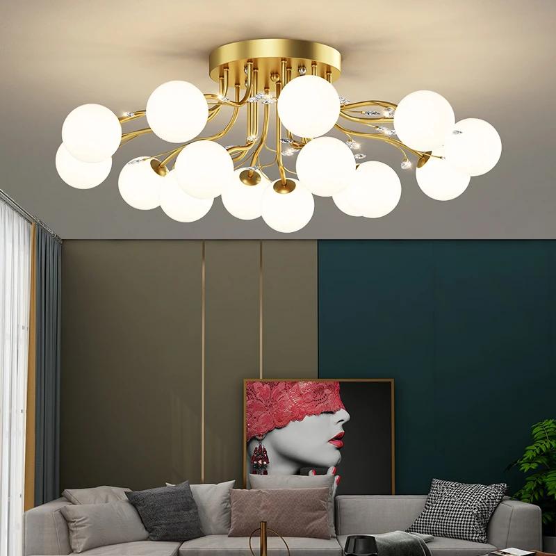 Modern minimalist LED ceiling light magic bean glass ball G9 creative warm bedroom living room room decoration indoor lighting