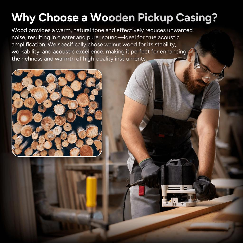 AMUMU SP30WN Walnut Woody Soundhole Pickup with Neodymium Magnet for Acoustic Guitar Single Clear Balanced Acoustic Tone – Coil, Passive, Free, &