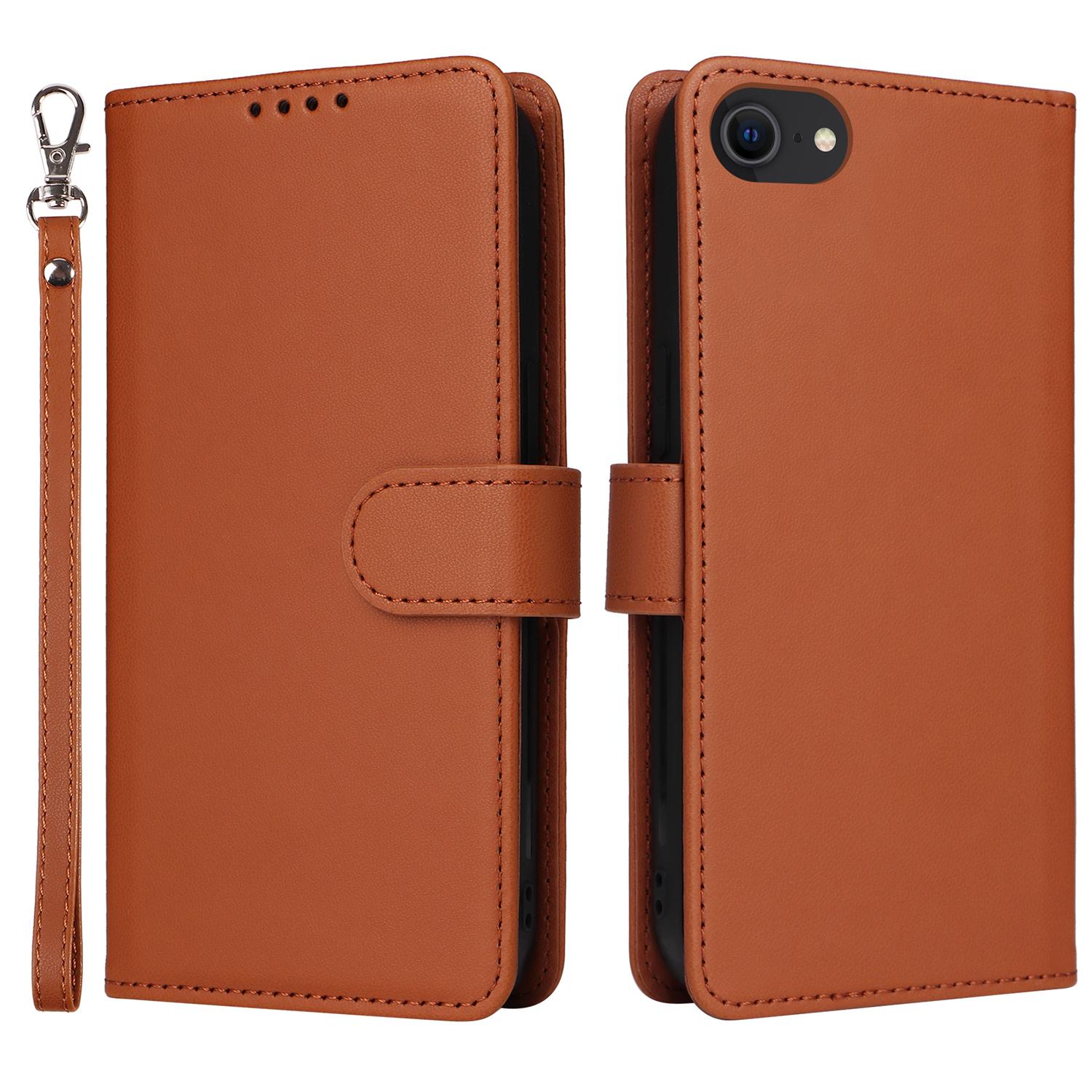 

For iPhone 6/6s/7/8 4.7 inch/SE (2022)/SE (2020) Magnetic Case BETOPNICE Detachable PU Leather Phone Cover with Strap D