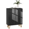 Shoe Cabinet, 2 Doors, Adjustable Shelves, 72x31.5x95cm, Black Lacquered
