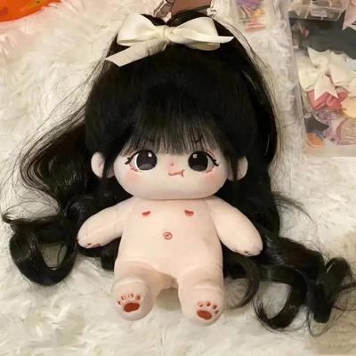 20cm Plush Doll Long Hair Naked Figure Baby Doll Cute Face Nude Cotton Body Dolls Stuffed Plushies Toys Gift No Attribute