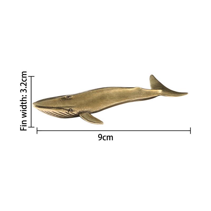 1 Piece Office Decoration Craft Solid Brass Blue Whale Figurines Vintage Sea Animal Statue Desktop Ornament Kids Gifts
