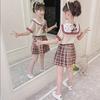 Summer JK Uniform Set: Trendy Girls' College Style Two-Piece Suit with Skirt