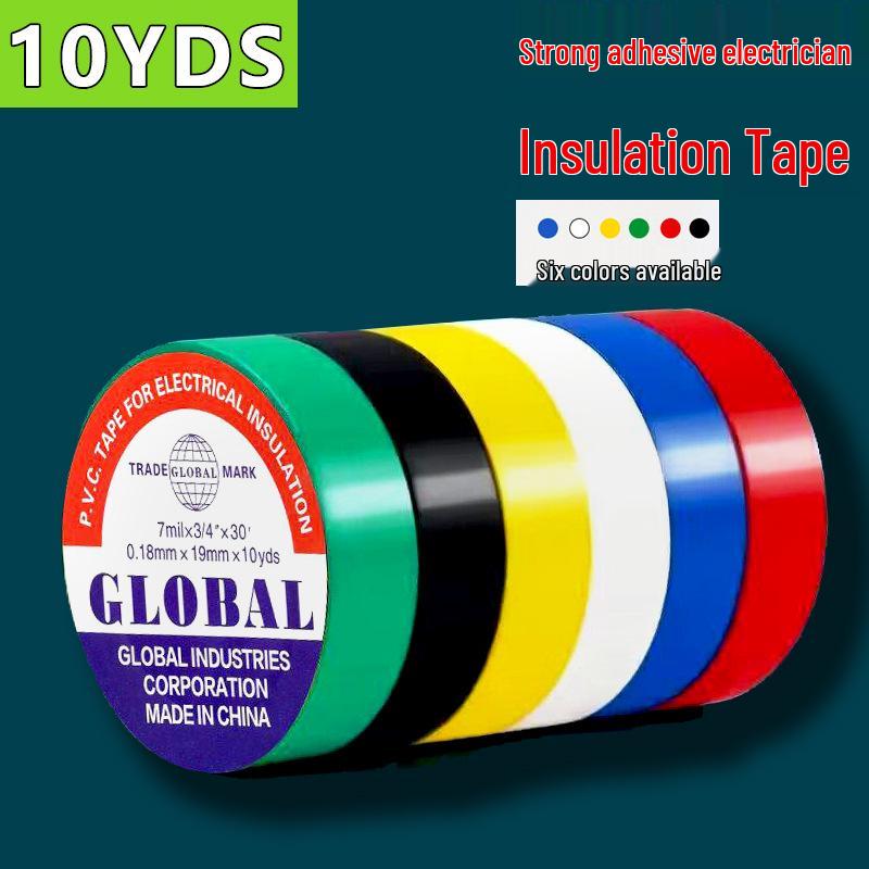 Flame Retardant PVC Insulating Tape - Red, Yellow, Black, White (High Adhesion & Waterproof) White Tape 10m