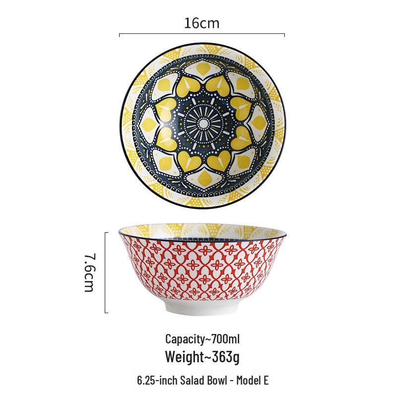 Bohemian Ceramic Noodle Bowl - High-Quality Design for Home or Commercial Use, Creative Tableware.
