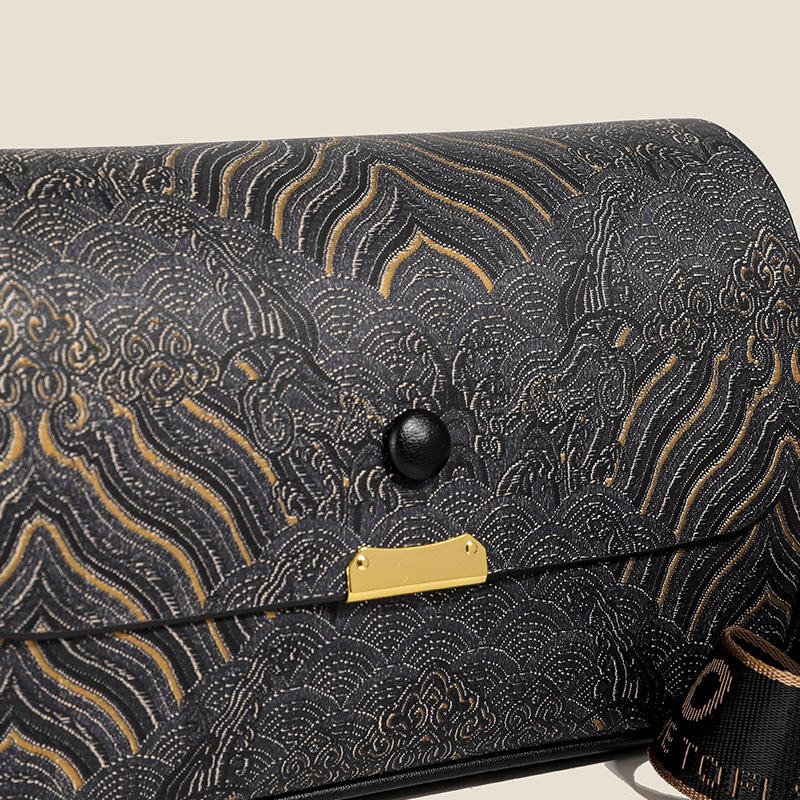 Bags for Women Vintage Fashion Floral Print Wide Shoulder Strap Crossbody Bag Temperament Versatile Large Capacity Handbags