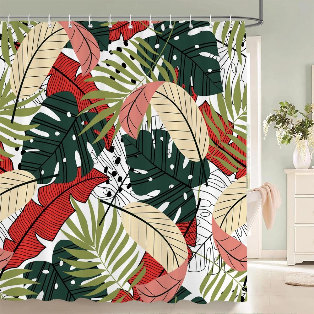Small Fresh Floral Leaves Flowers Shower Curtain Bathroom Waterproof Polyester Multi-size 3D Print Curtains for Bathroom Shower