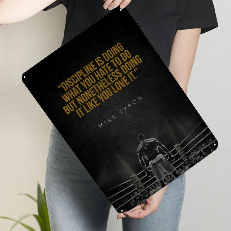 Цитата Майка Тайсона - Дисциплина Постер Боксер Бокс Металлические Таблички Декор Игровой Комнаты Пользовательские Жестяные Таблички для Настенного Декора 7.9x11.8In(20x30cm)