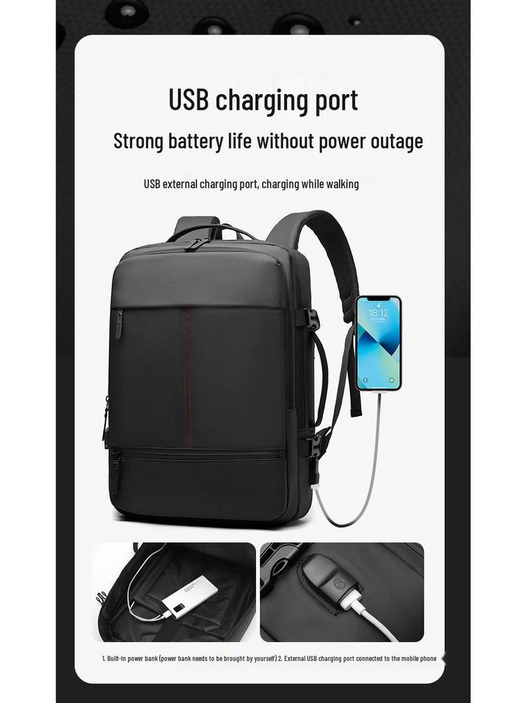 Expandable Men's Travel Backpack for Business and Short Trips - Large Capacity and Multifunctional Laptop Bag