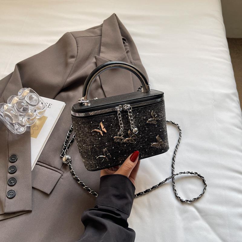 Summer new high-value oblique span small square bag casual shoulder bag Gypsy denim box bag