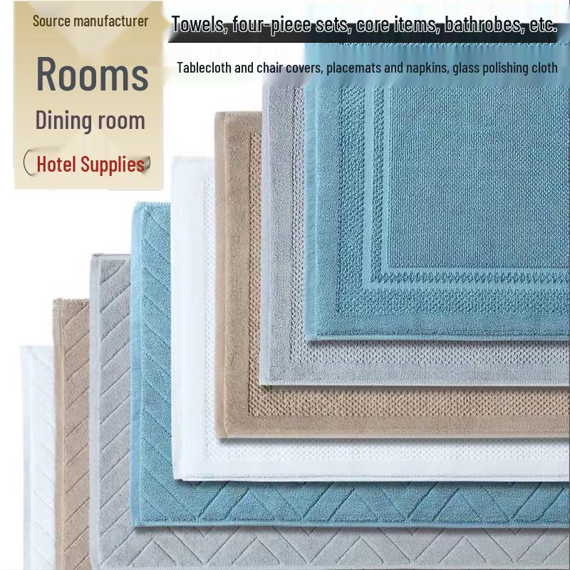 All-Cotton Thickened Non-Slip White Floor Towel for Five-Star Hotels & Homestays