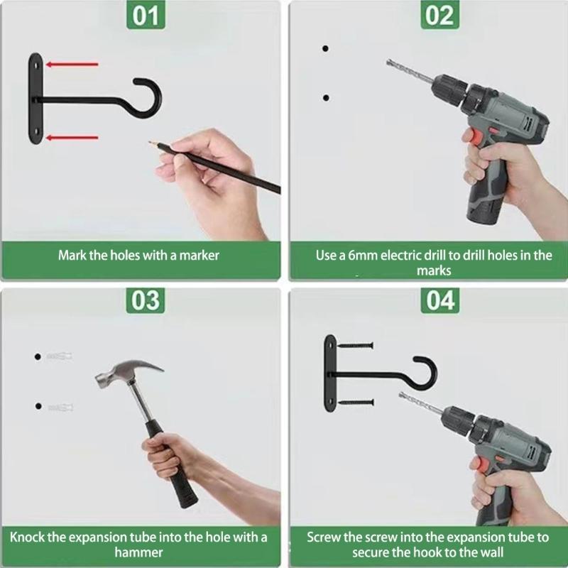 Versatile Hanging Flower Pots Bracket Sturdy Home Balcony Rail Hook for Plant and Lights Easy Install Planter Hanger