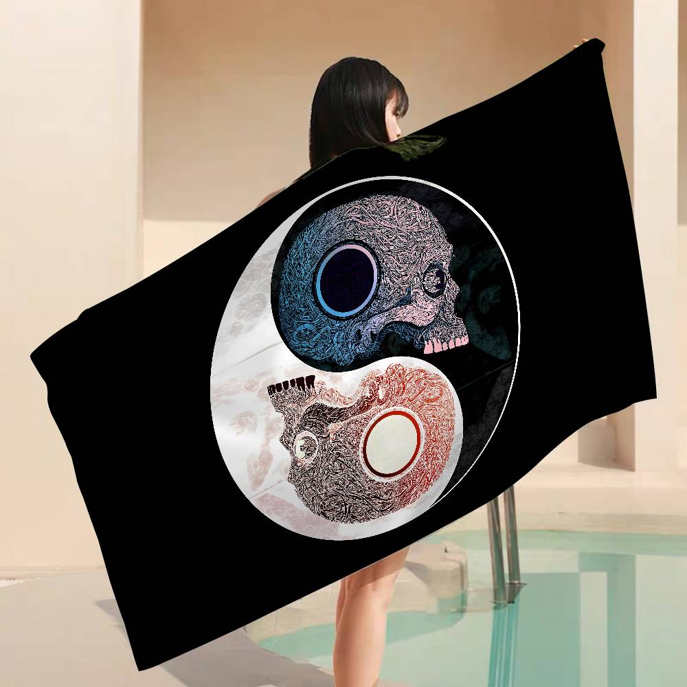 Chinese Tai Chi Bagua Yin Yang Microfiber Blanket Drying Beach Towels Oversized Printing Super Absorbent Pool Towel Blanket