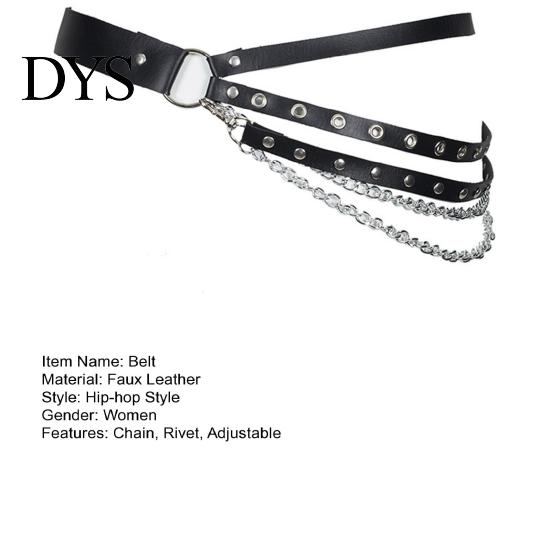 Women Waistband Party Belt Hip Hop Gothic Chain Rivet Multi Straps Decorative Waist Strap Faux Leather Punk Pants Matching Clothes Accessory Club