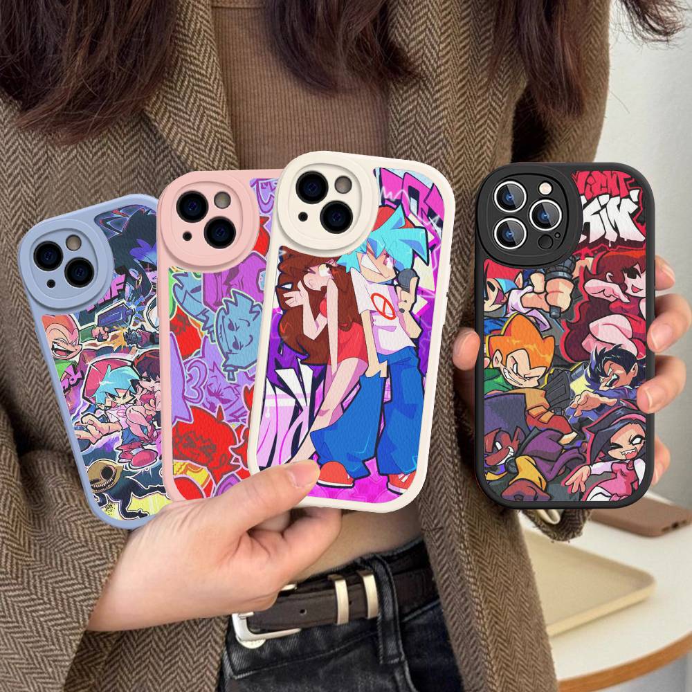 Music Game Friday Night Funkin Phone Case For IPhone 16 15 14 13 12 11 Pro Max Plus Soft Leather Cover