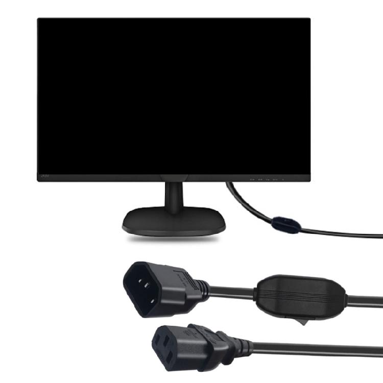 PVC IEC320 C13 To C14 Extension Power Cord 10Amp Charging Cable Black with Switches