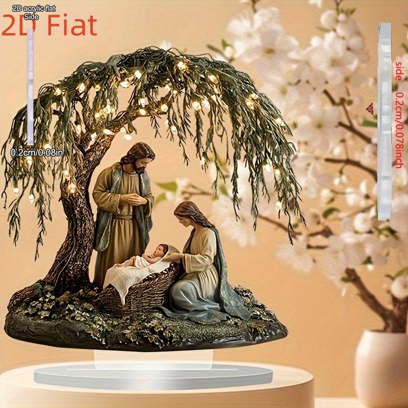

2D Flat Nativity Sceney Acrlic Tabletop Decoration, Mary & Joseph, Suitable for wall decoration, porch, room, villa, accents Home, Hallway, or Workp 20*20cm