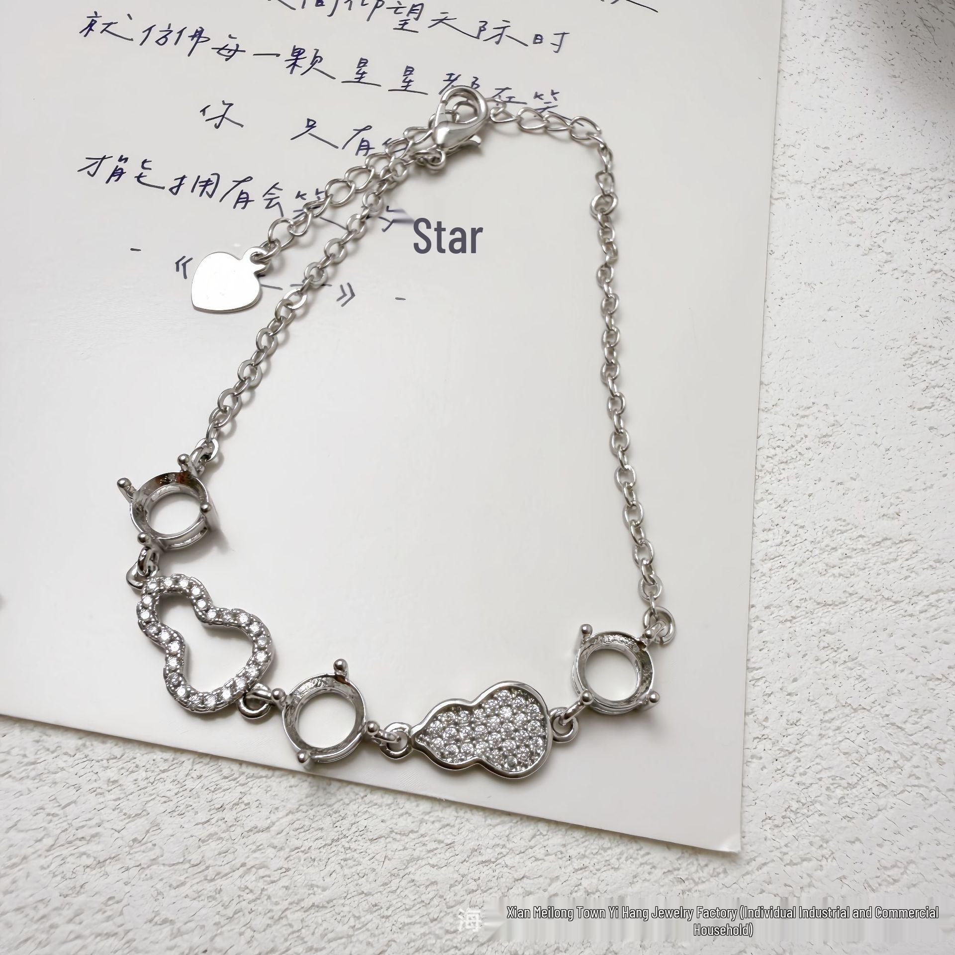 

Huazi 6mm Silver-Plated Bracelet Blank with DIY Gourd and Zircon Inlay