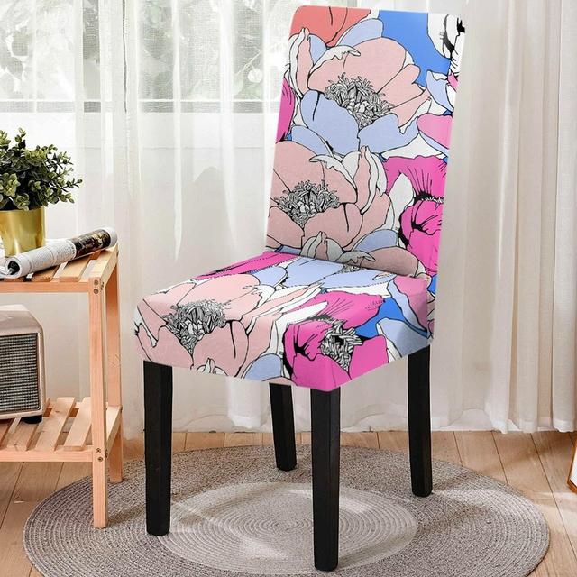 Red Series Flower Pattern Elastic All -Inclusive Dining Chair Cover Dust -Proof Washable Gaming Chair Protector Room Decor