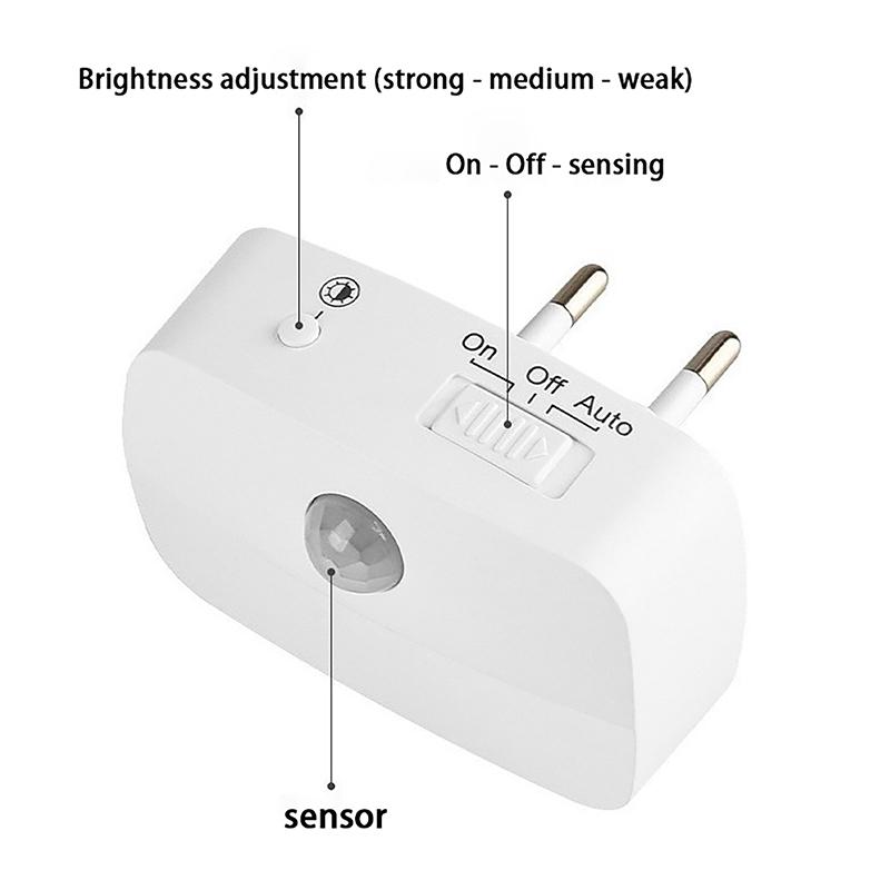 Led Night Light Motion Sensor Eu Us Plug Lamp Nightlights For Children Bedroom Decoration Hallway Stairs Wc Bedside Night Lamp